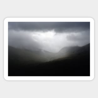 Rain clouds across a Highland Mountain, Bridge of Orchy, Scotland Sticker